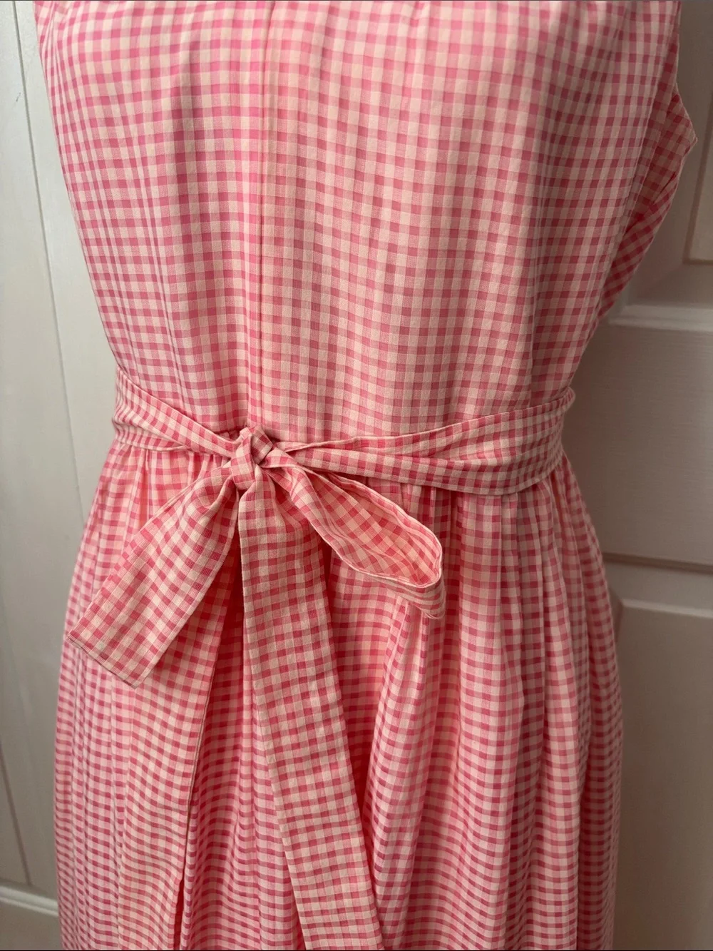 NWT Kate Spade Pink Gingham Silk Blend  Burnout Midi Dress Sz 8 / 10